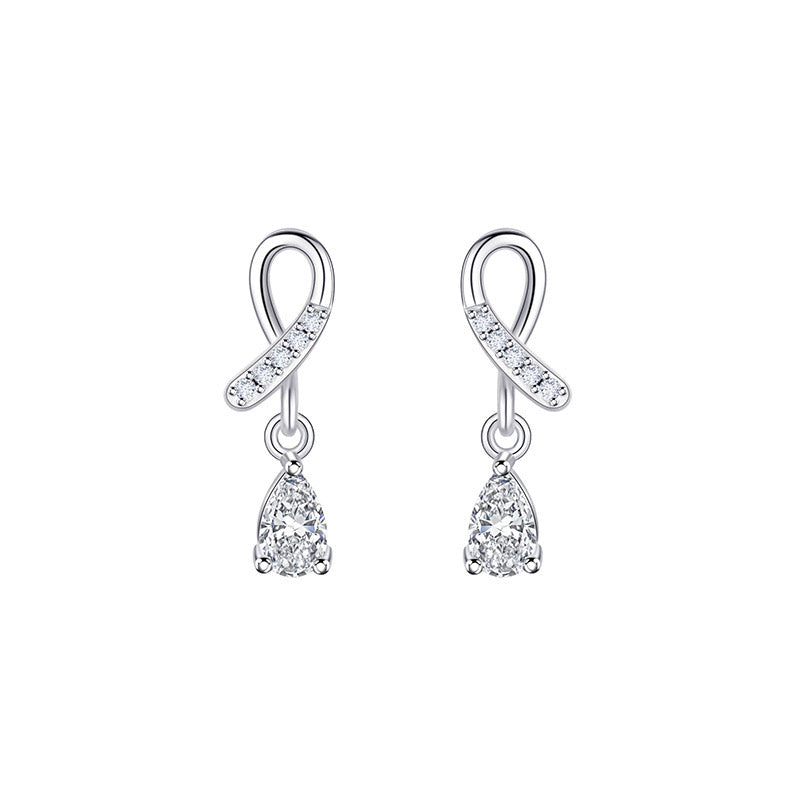 Women's White Stone Teardrop Earrings